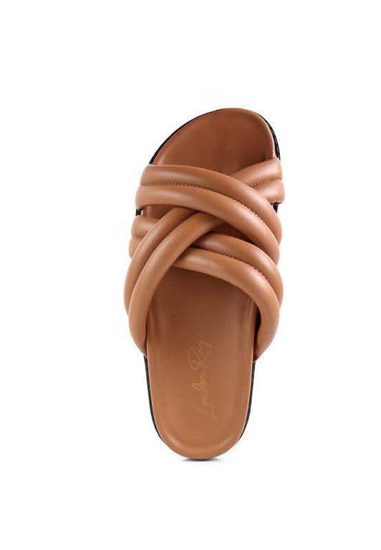 London Rag TORA Quilted Strap Slider Flats, Multiple Colors in Tan - Sandals photo