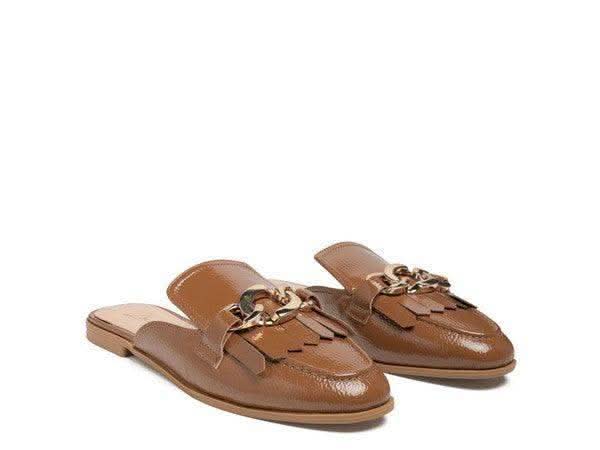 GLADIOLI Metal Buckled Fringe Detail Mules in - Shoes photo