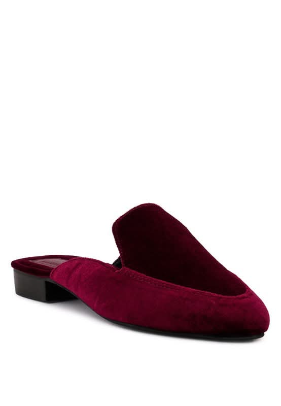 BATISTE Velvet Handcrafted Mules in Burgundy - photo