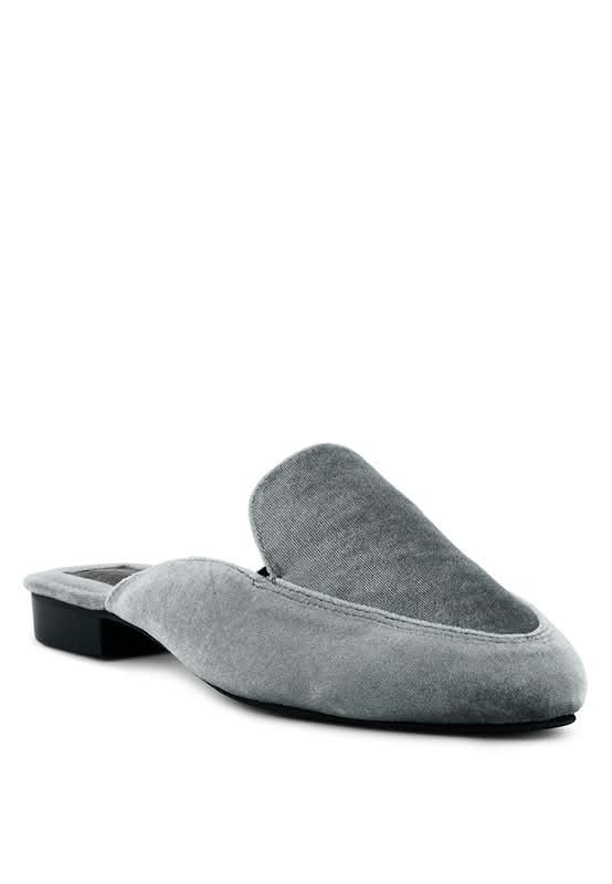 BATISTE Velvet Handcrafted Mules in Grey - photo