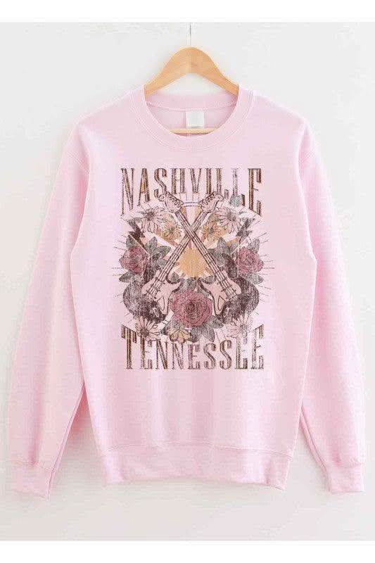 NASHVILLE TENNESSEE Plus Size Graphic Sweatshirt – Made in USA in PINK - photo