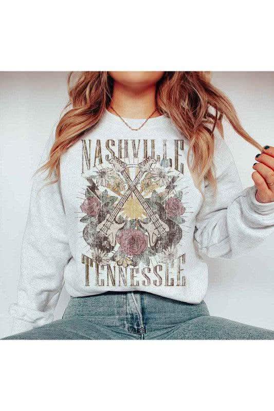 NASHVILLE TENNESSEE Plus Size Graphic Sweatshirt – Made in USA in ASH - photo