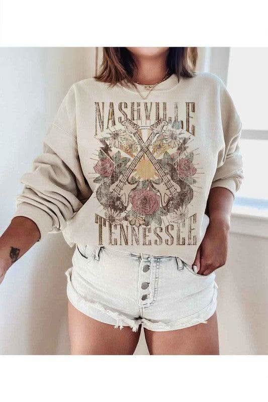 NASHVILLE TENNESSEE Plus Size Graphic Sweatshirt – Made in USA in SAND - photo
