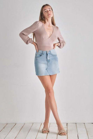 Romantic V-Neck Balloon Sleeve Tie-Back Bodysuit - SwagglyLife Home & Fashion Romantic V-Neck Balloon Sleeve Tie-Back Bodysuit - SwagglyLife Home & Fashion