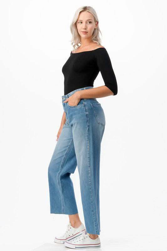 O2 Denim Off-the-Shoulder Top - SwagglyLife Home & Fashion