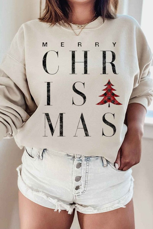 Merry Christmas Graphic Sweatshirt in SAND - photo