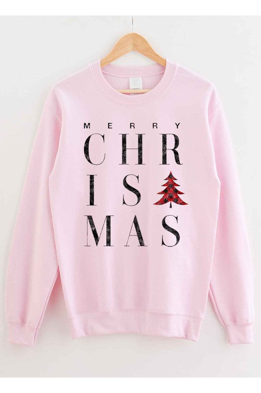 Merry Christmas Graphic Sweatshirt in PINK - photo