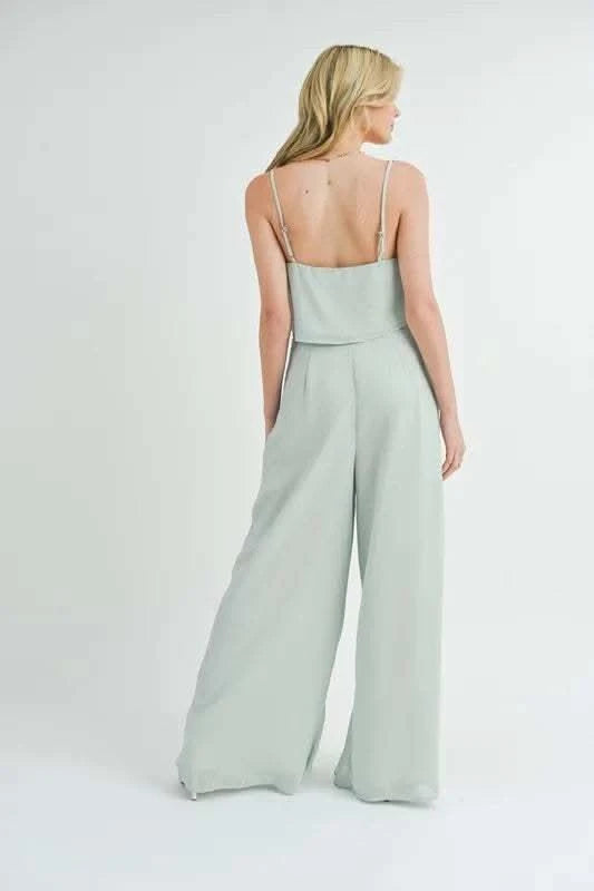 MABLE Crop Cami and Ruffled Wide Leg Pants Set in - photo