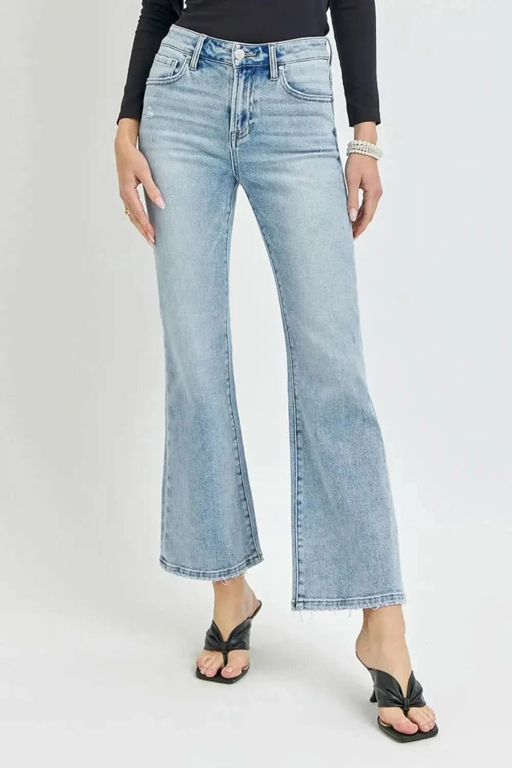 RISEN Full Size High Rise Ankle Flare Jeans in Light - photo