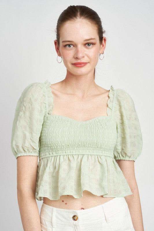 EMORY PARK Smocked Babydoll Top in - Shirts & Tops photo