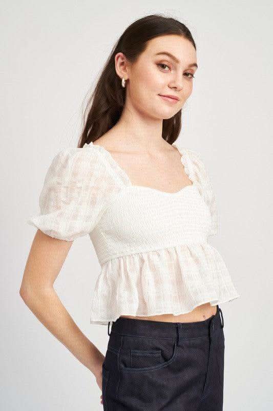 EMORY PARK Smocked Babydoll Top in - Shirts & Tops photo