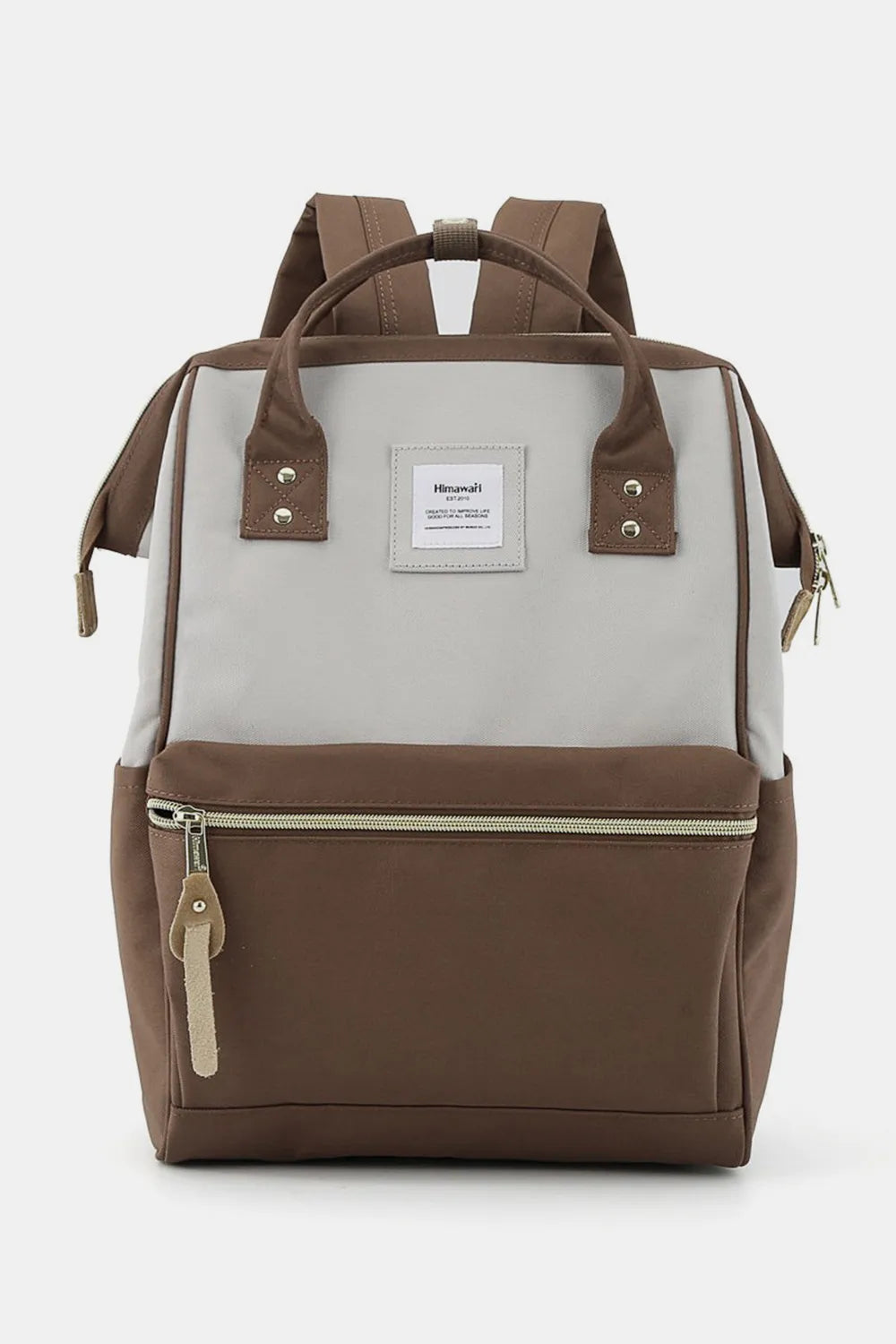 Himawari Waterproof Canvas Backpack Bag with Side Pockets in Grey Mocha One Size - photo