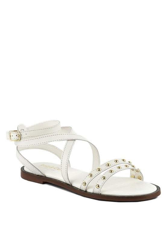 CORRIANE Studs Embellishment Strappy Sandals in Off White - photo