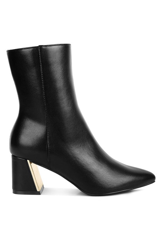 Kaira Metallic Accent Heel High Ankle Boots in - photo