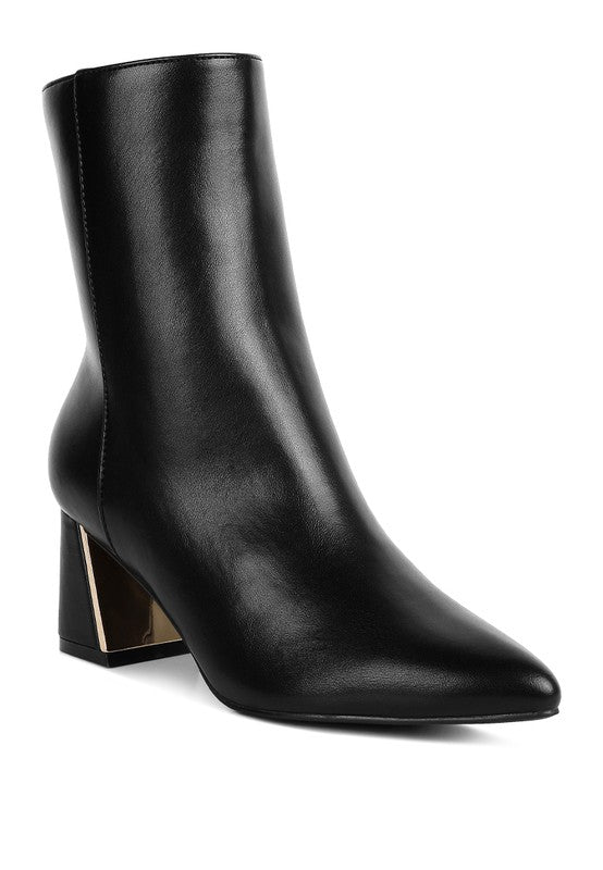 Kaira Metallic Accent Heel High Ankle Boots in Black - photo