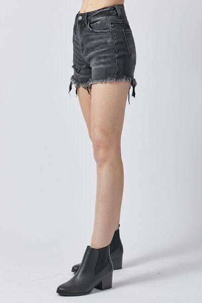 RISEN Raw Hem Denim Shorts with Pockets - SwagglyLife Home & Fashion