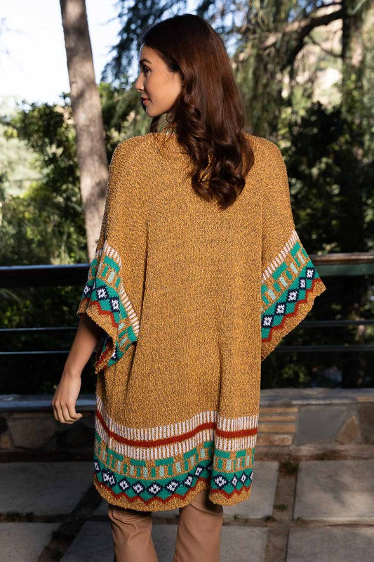Kachina Patterned Knitted Cardigan Style Ruana - SwagglyLife Home & Fashion