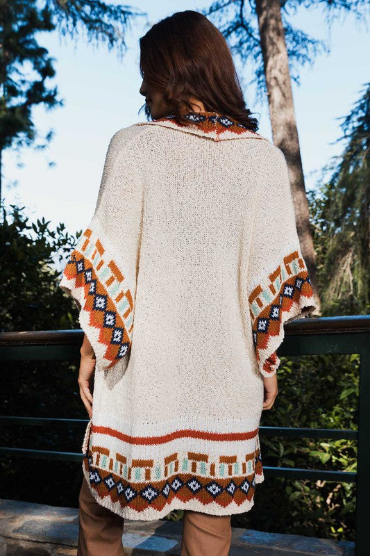 Kachina Patterned Knitted Cardigan Style Ruana - SwagglyLife Home & Fashion