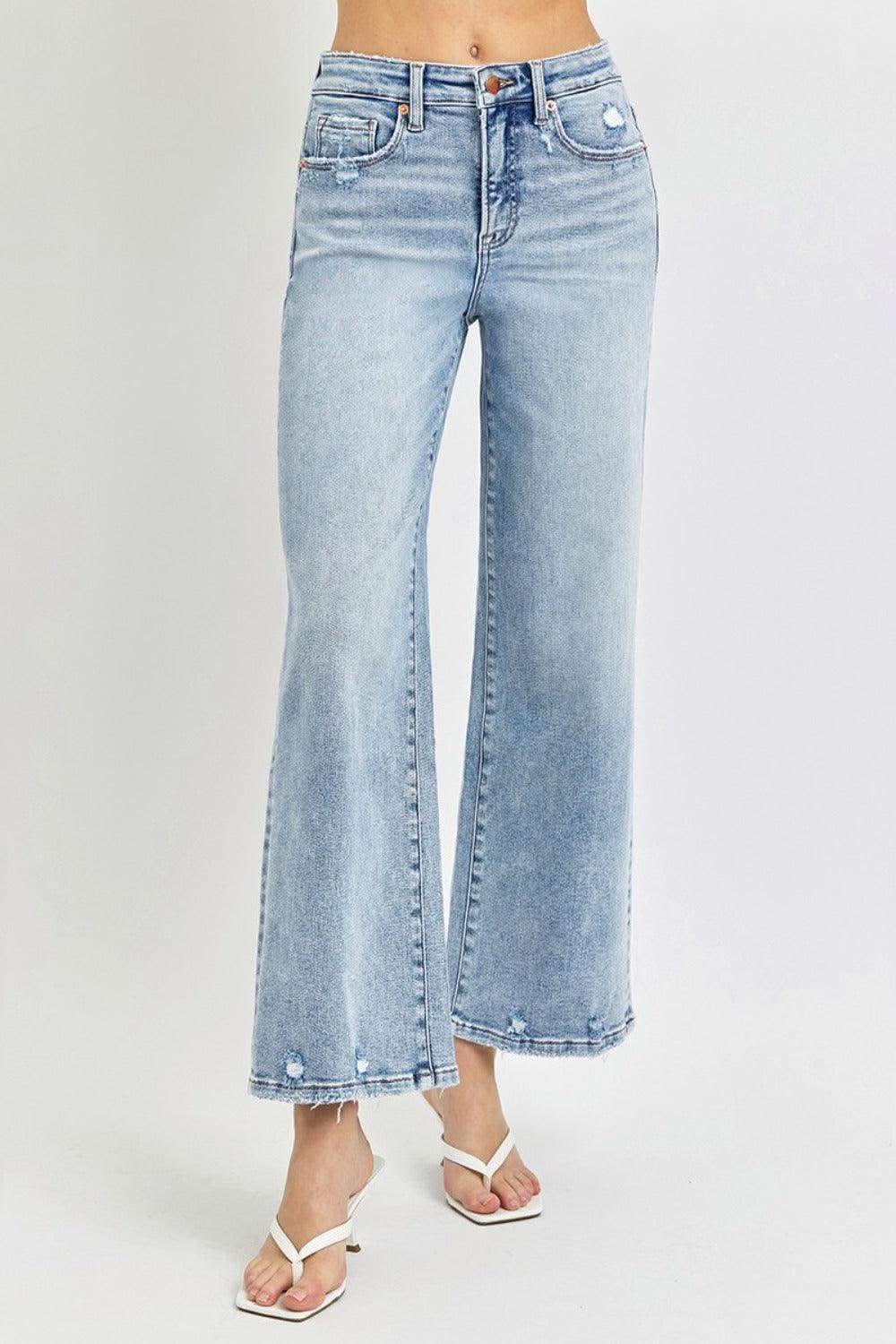 RISEN Full Size Tummy Control High Rise Crop Wide Leg Jeans in - Jeans photo