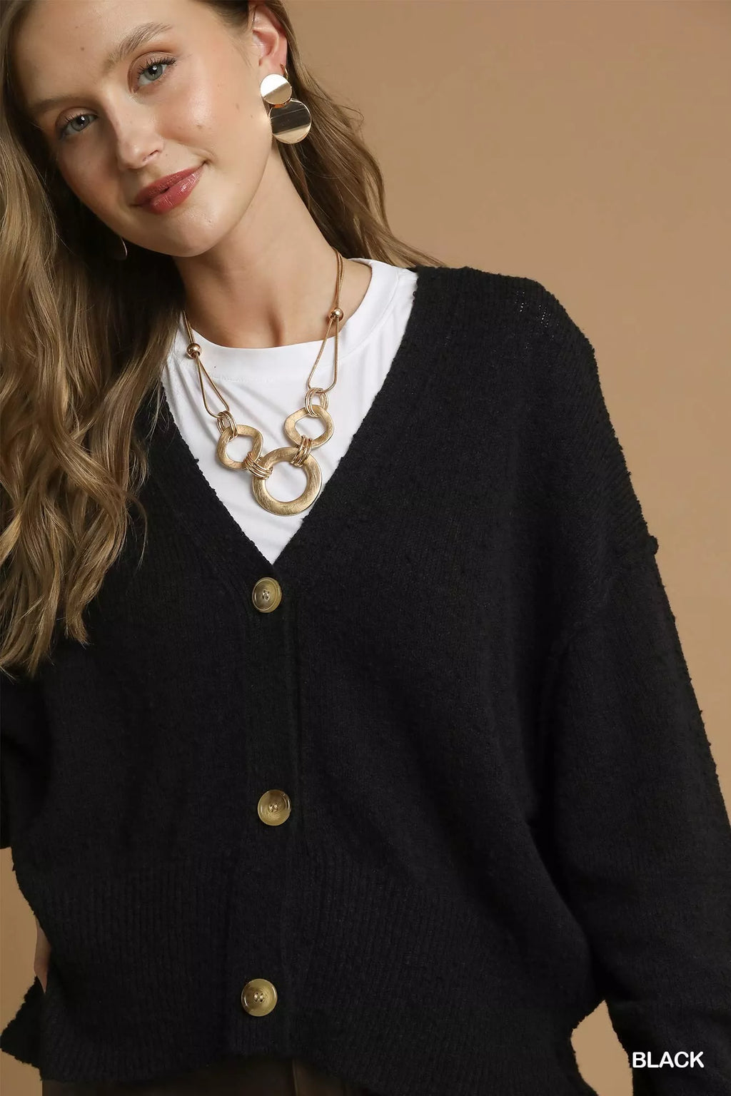 Umgee Button-Front V-Neck Knit Cardigan in - photo