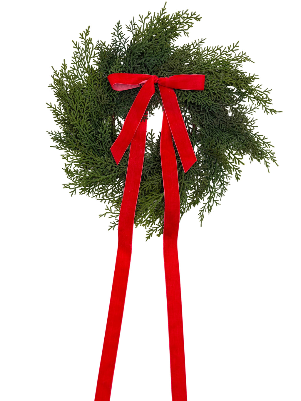 Traditional Red Mini Cedar Cabinet Wreaths with Ribbon in - Wreath photo