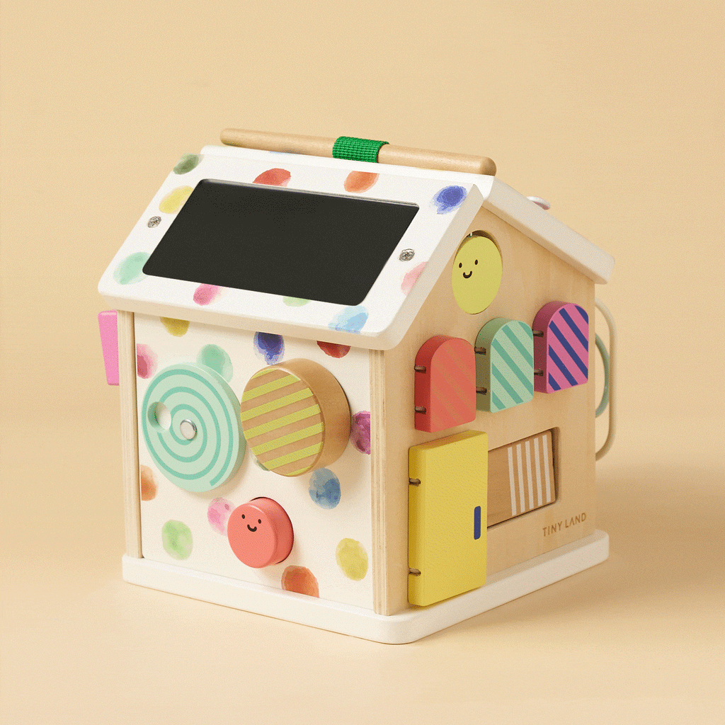 Tiny Land® Cottage Activity Cube - Rainbow in - wooden toys photo