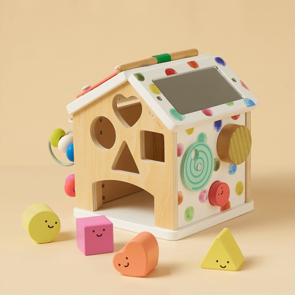 Tiny Land® Cottage Activity Cube - Rainbow in - wooden toys photo