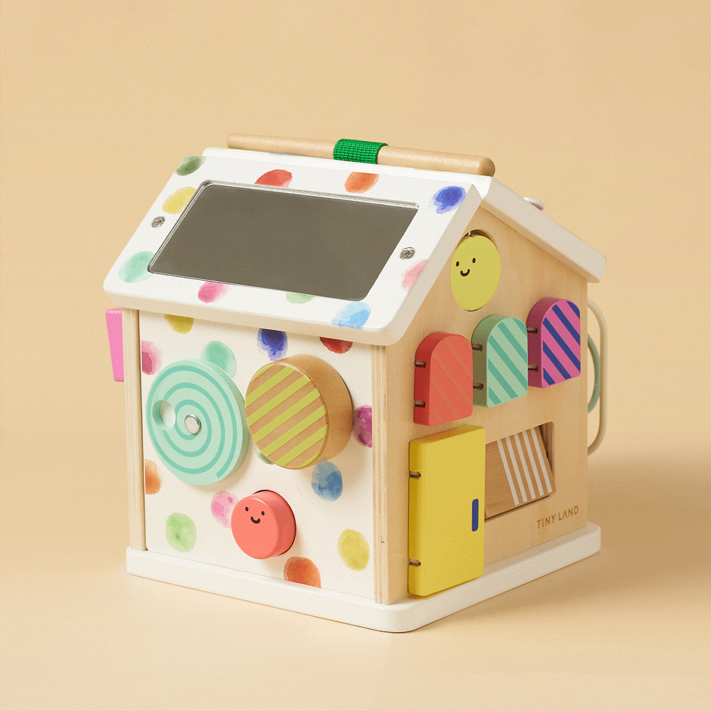 Tiny Land® Cottage Activity Cube - Rainbow in - wooden toys photo