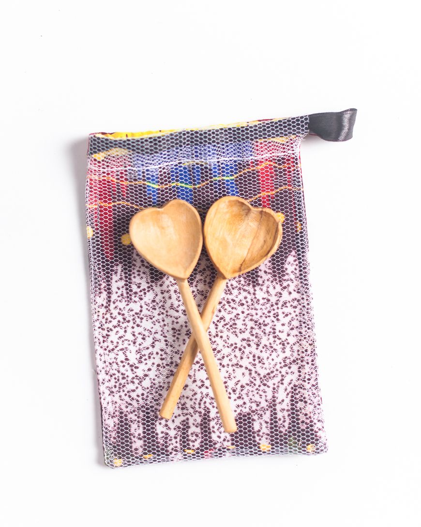 Olive Wood Heart Teaspoon Pair in - Kitchen & Dining photo
