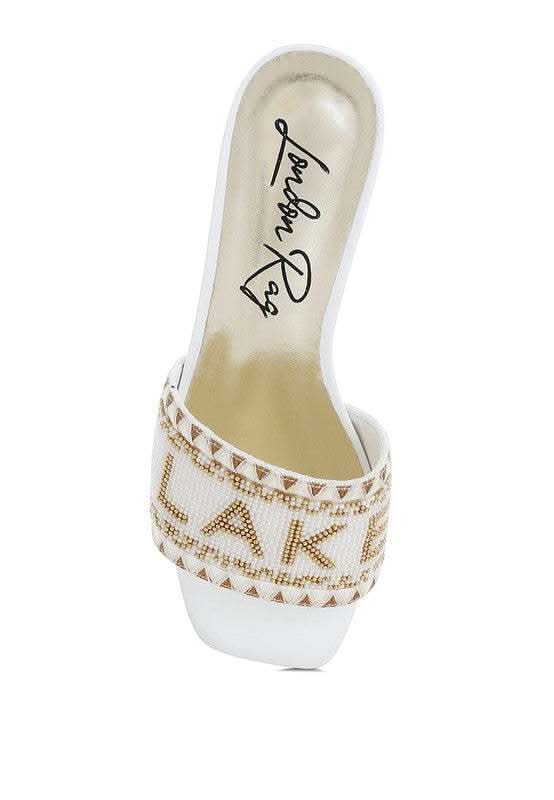 Vacay Babe Lake Como Beaded Slip-On Heels in - photo