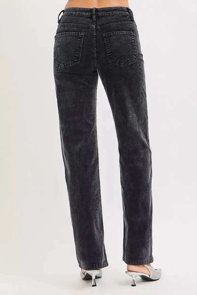 RISEN Tummy Control Mid Rise Straight Leg Corduroy Pants in - photo