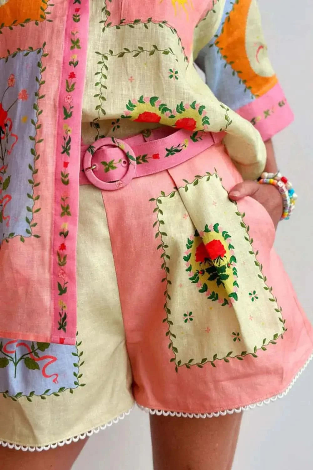 Printed Short Sleeve Shirt and Shorts Set in - Outfit Sets photo