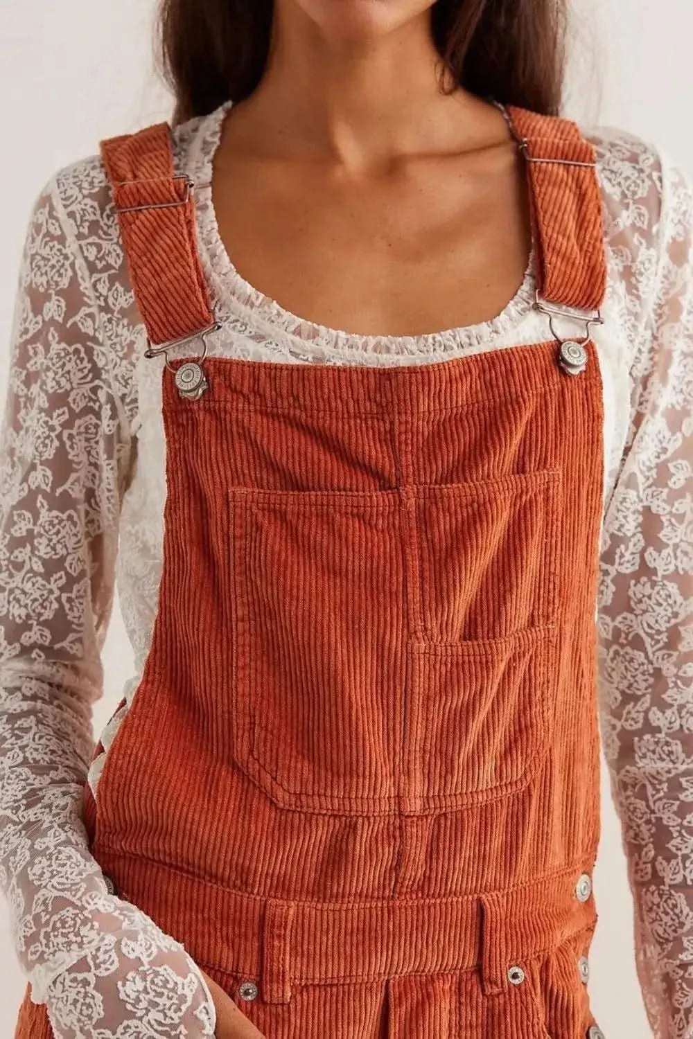 Corduroy Wide-Leg Overall with Adjustable Straps in - photo