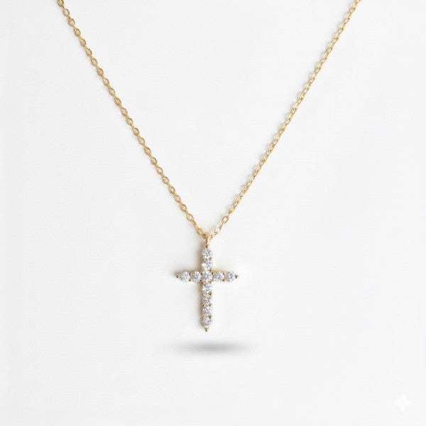 18K Gold Dipped Sterling Silver Dainty Cross Neckl in As Shown One Size - photo