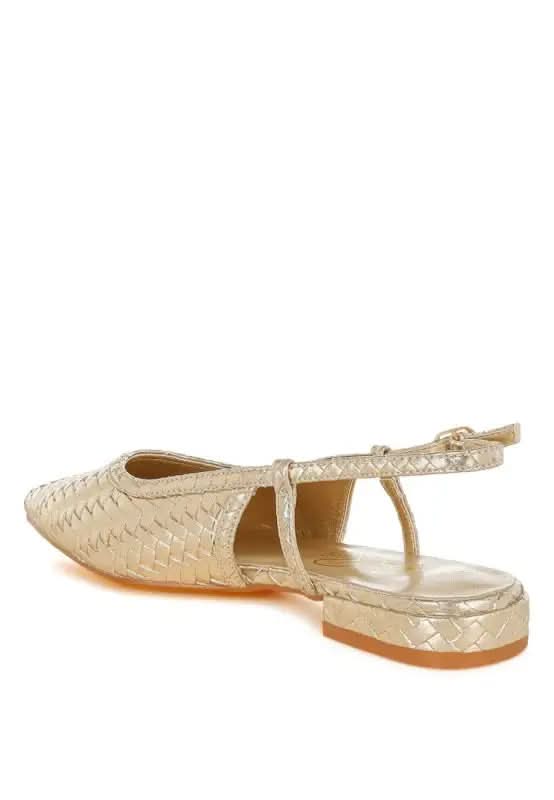 Kurina Metallic Woven Slingback Sandals in - photo
