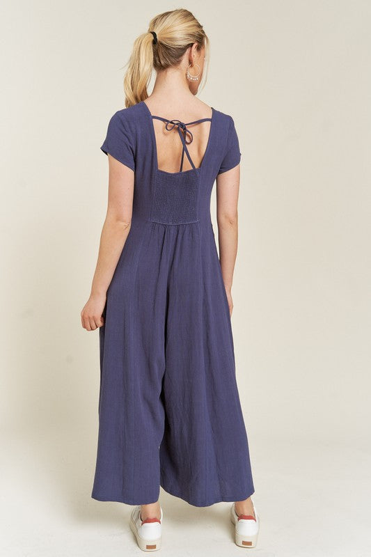 Linen Button Down Jumpuit - SwagglyLife Home & Fashion