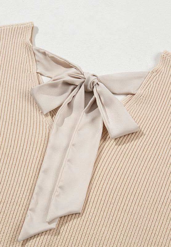 Tied Back V-Neck Long Sleeve Sweater in - sweaters photo