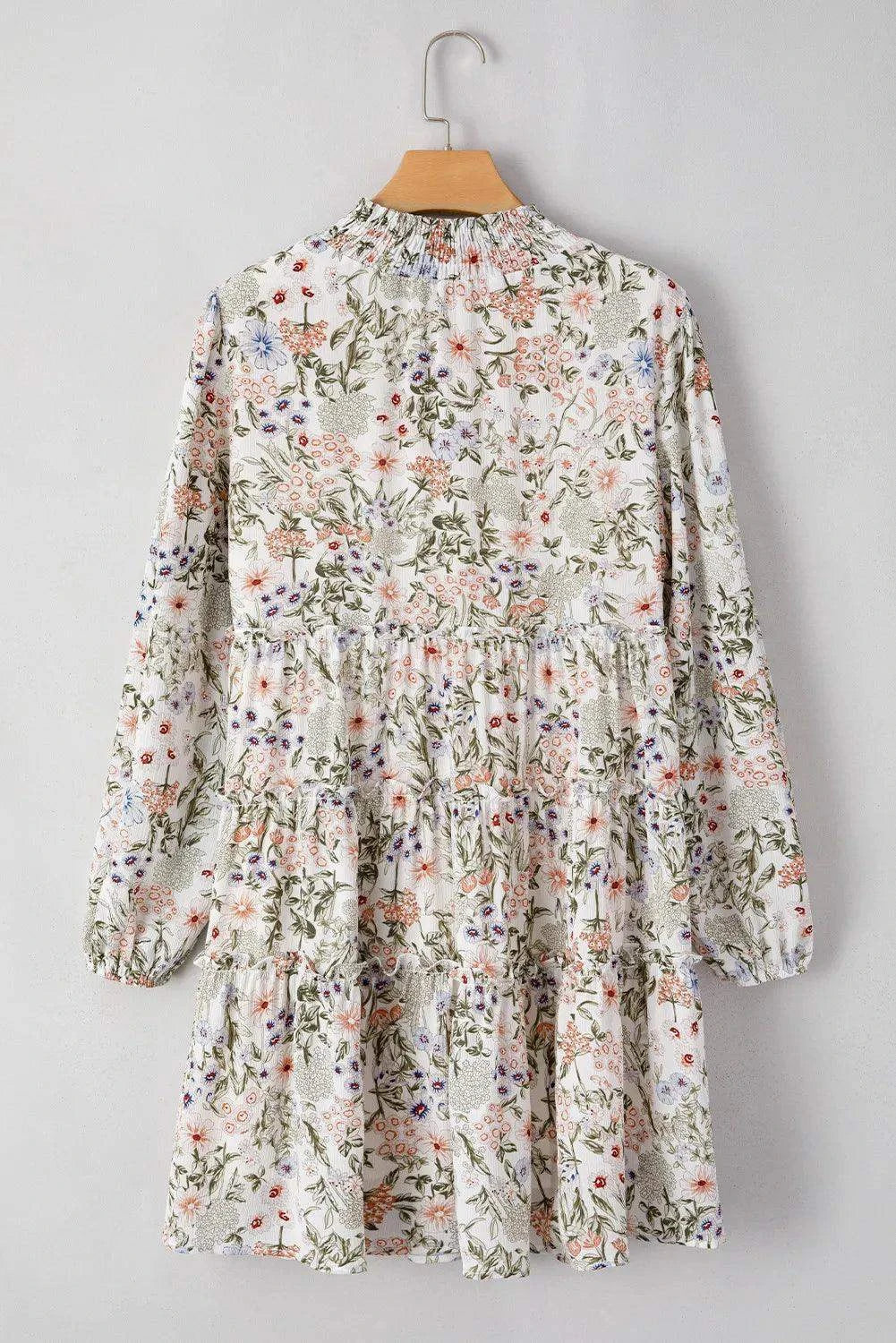 Printed Mock Neck Long Sleeve Mini Dress in - Dresses photo