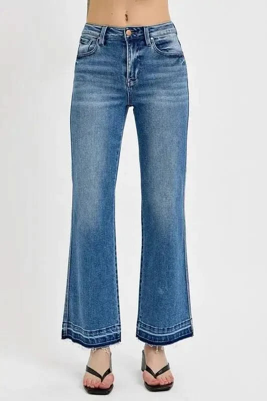 RISEN Full Size Raw Hem Ankle Bootcut Jeans Plus Size in Medium - photo
