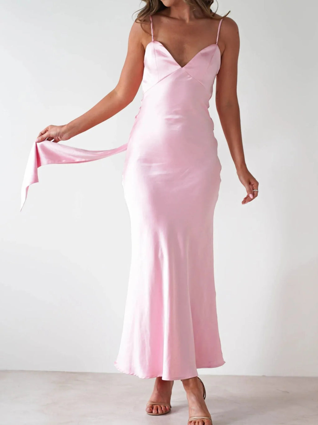 Satin Backless Cami Dress in - photo