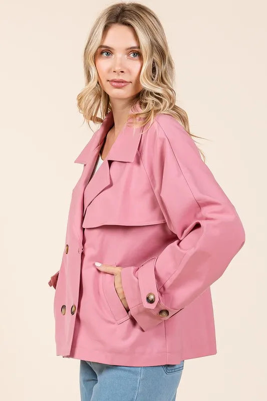 Mittoshop Double Breasted Long Sleeve Trench Coat Jacket in - photo