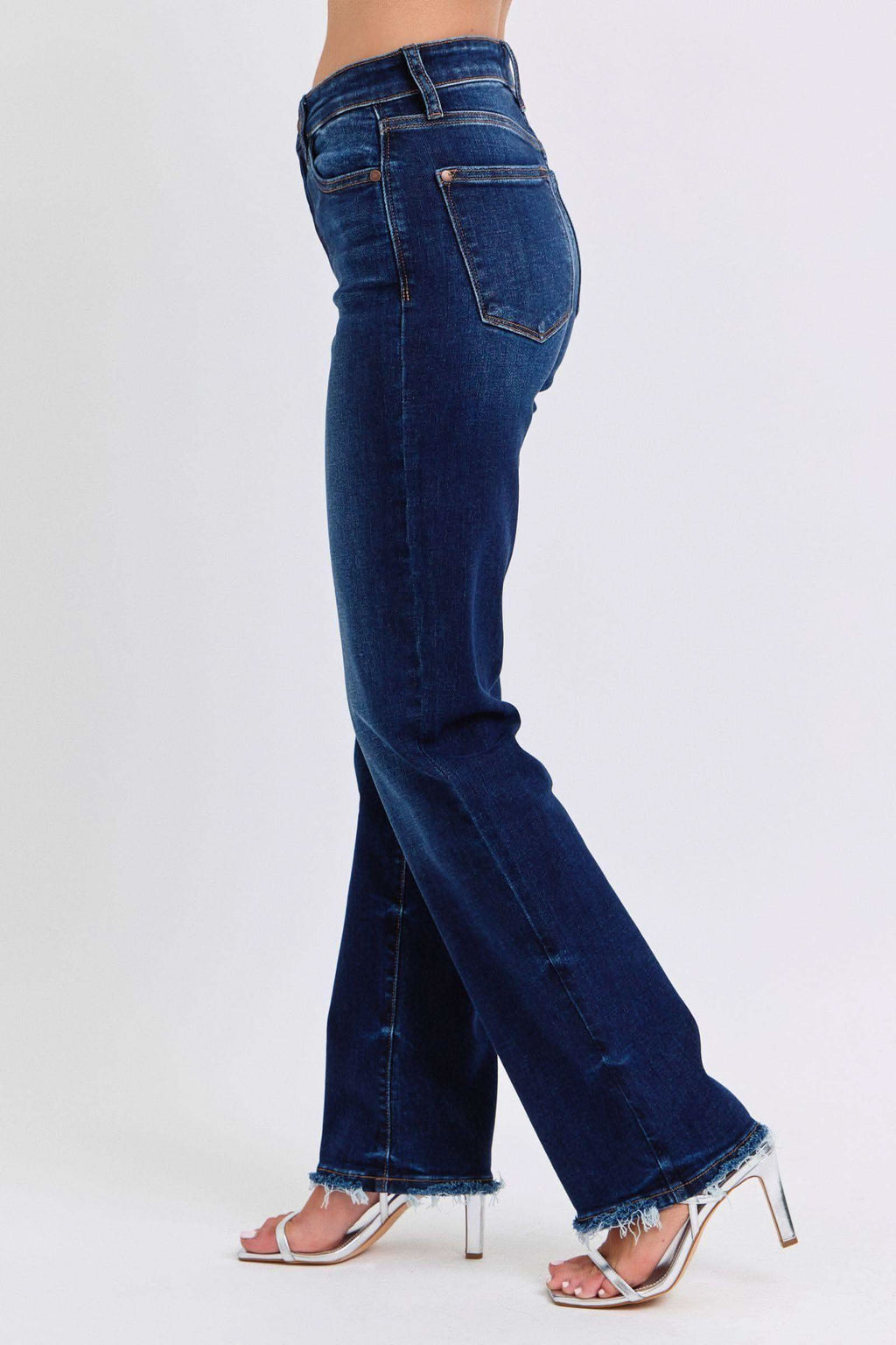 Judy Blue Full Size Raw Hem Straight Leg Jeans in - Jeans photo