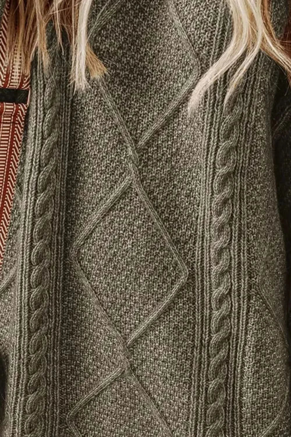 Cable-Knit Round Neck Sweater Dress in - photo