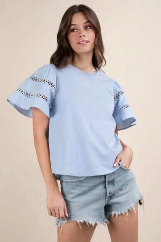 VERY J Lace Trim Sleeve Top - SwagglyLife Home & Fashion VERY J Lace Trim Sleeve Top - SwagglyLife Home & Fashion