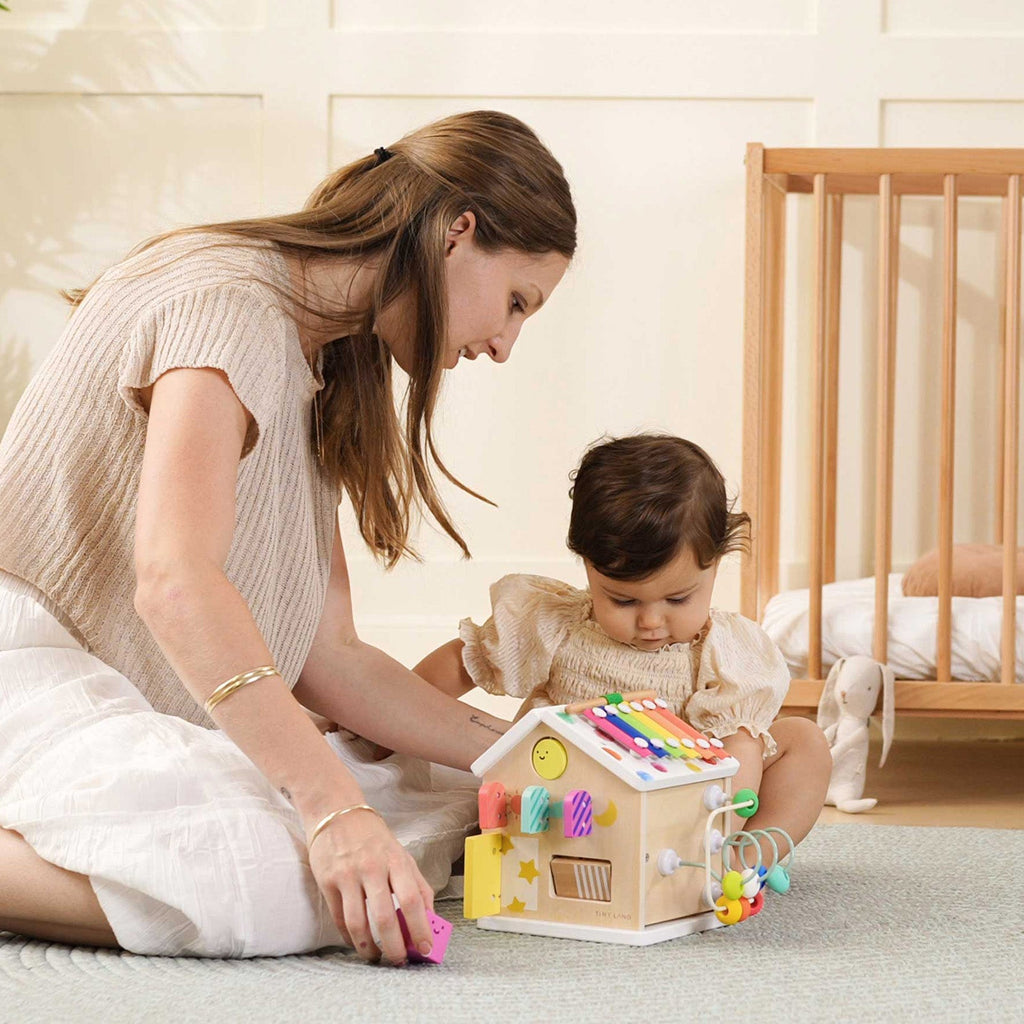 Tiny Land® Cottage Activity Cube - Rainbow in - wooden toys photo