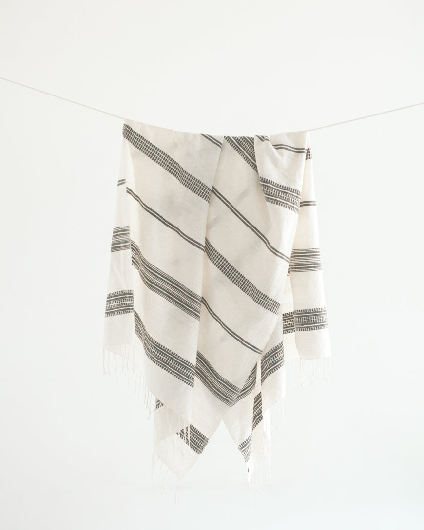 Aden Cotton Bath Towel in Natural with Grey - Bath Towels & Washcloths photo