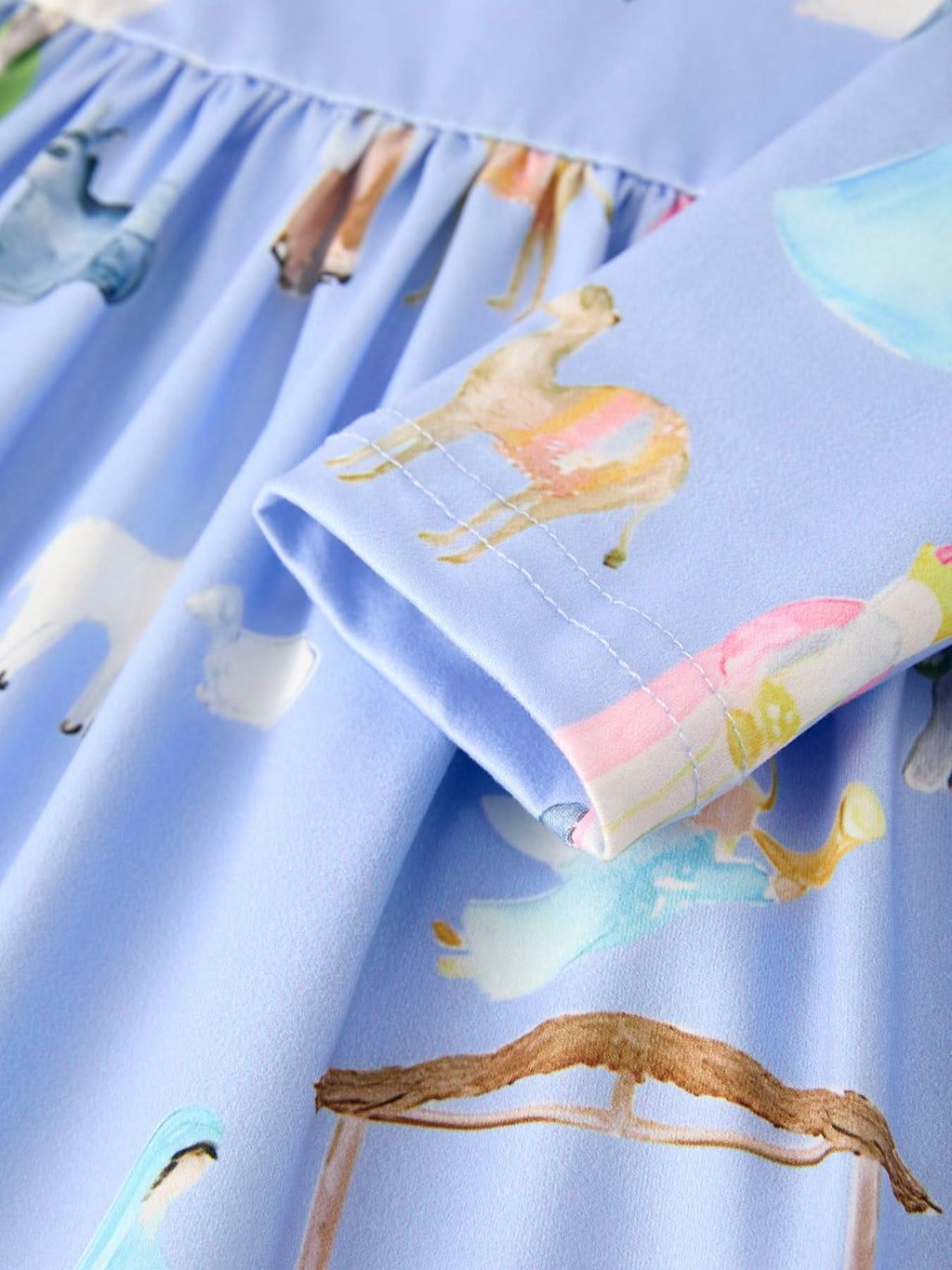 Winter Christmas Nativity Print Girls Long Sleeve Dress -