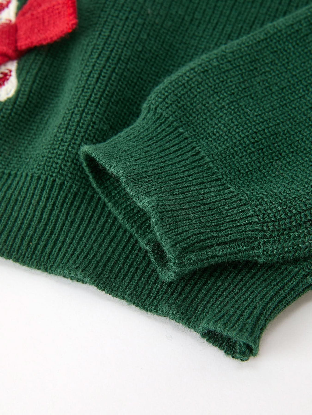 Girls Christmas Jolly Candy Cane Bow Knit Sweater -
