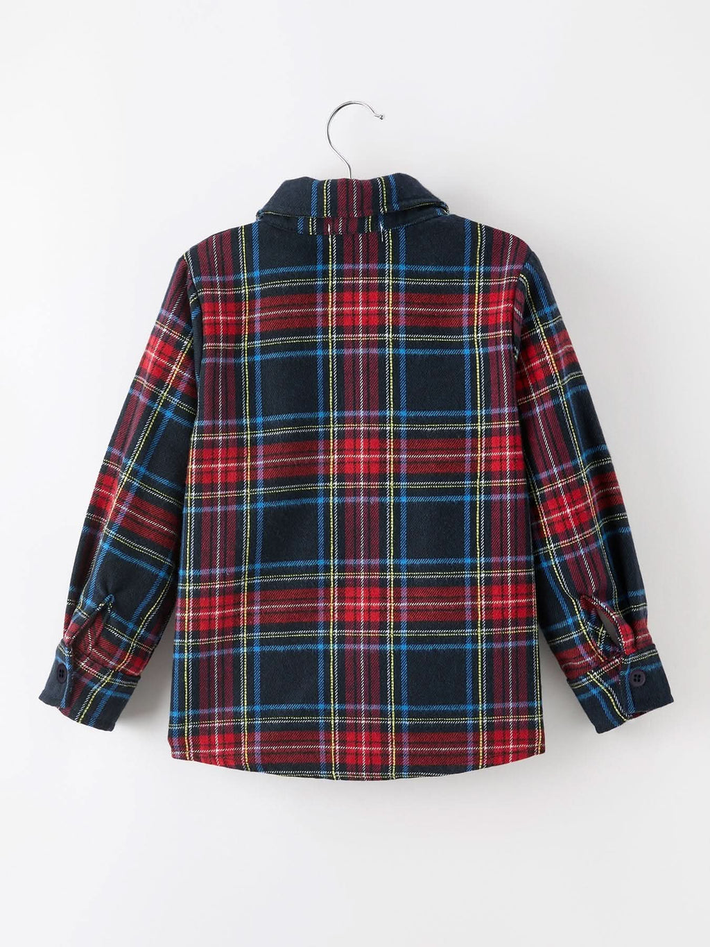 Christmas Boys Red Navy Plaid Button Down Shirt -