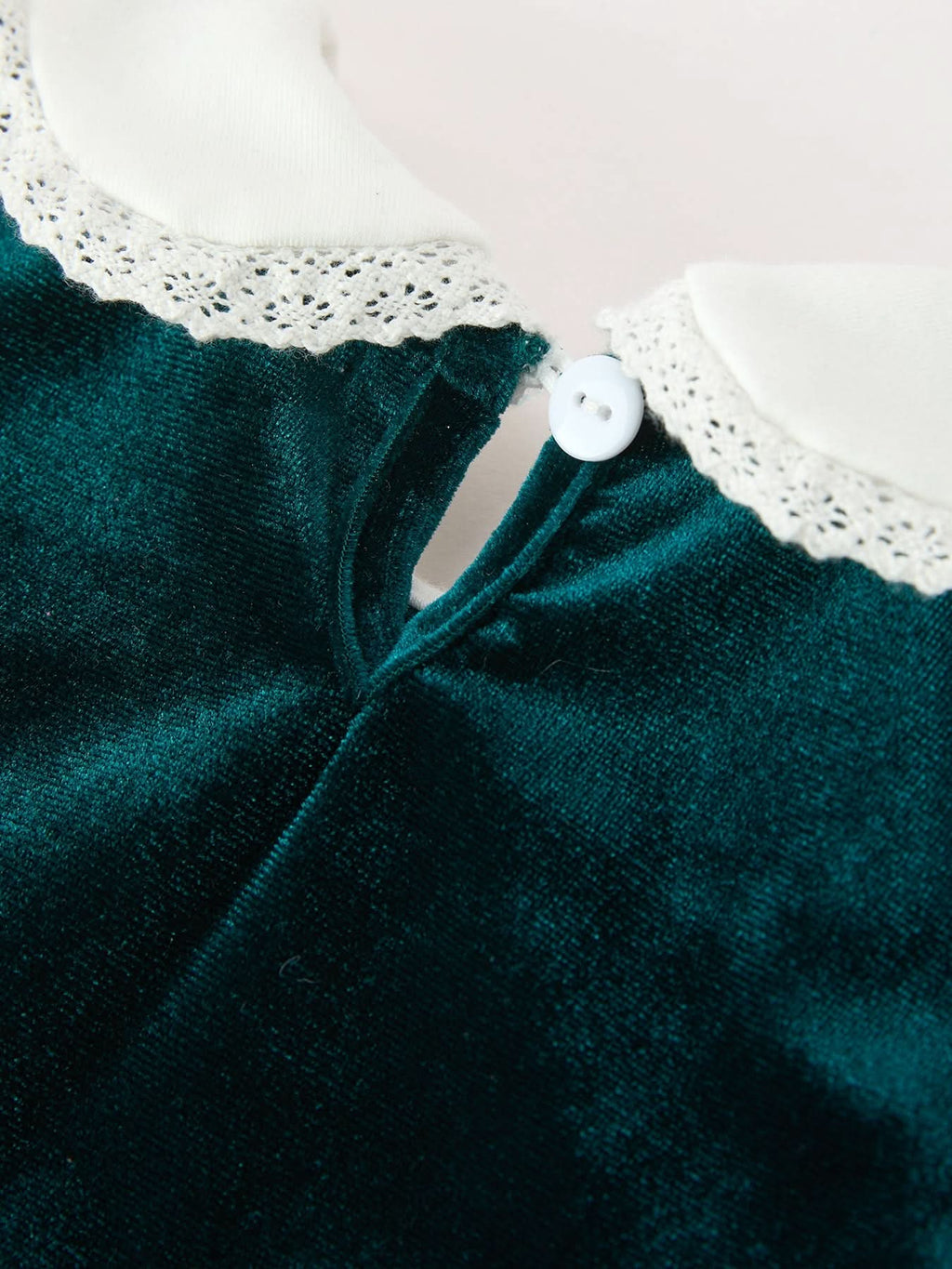 Baby Girls Emerald Green Velvet Peter Pan Collar Christmas Romper -